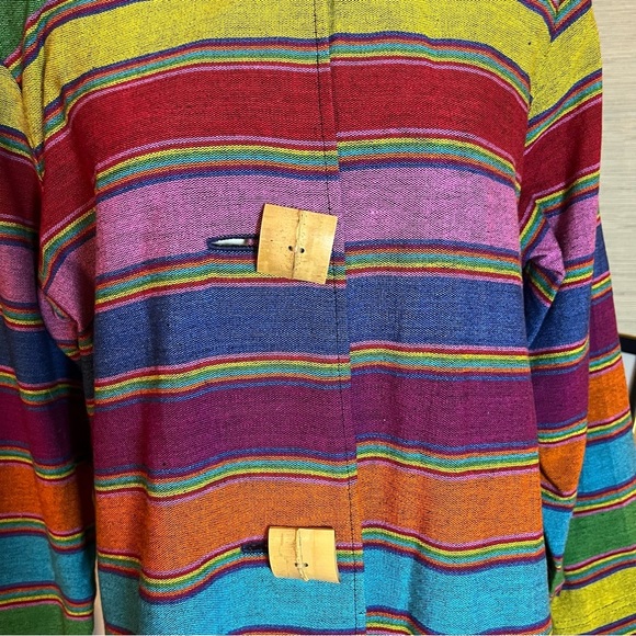 Norm Thompson Art to Wear Rustic Serape Striped  100% Cotton Jacket Size Medium - Picture 3 of 9